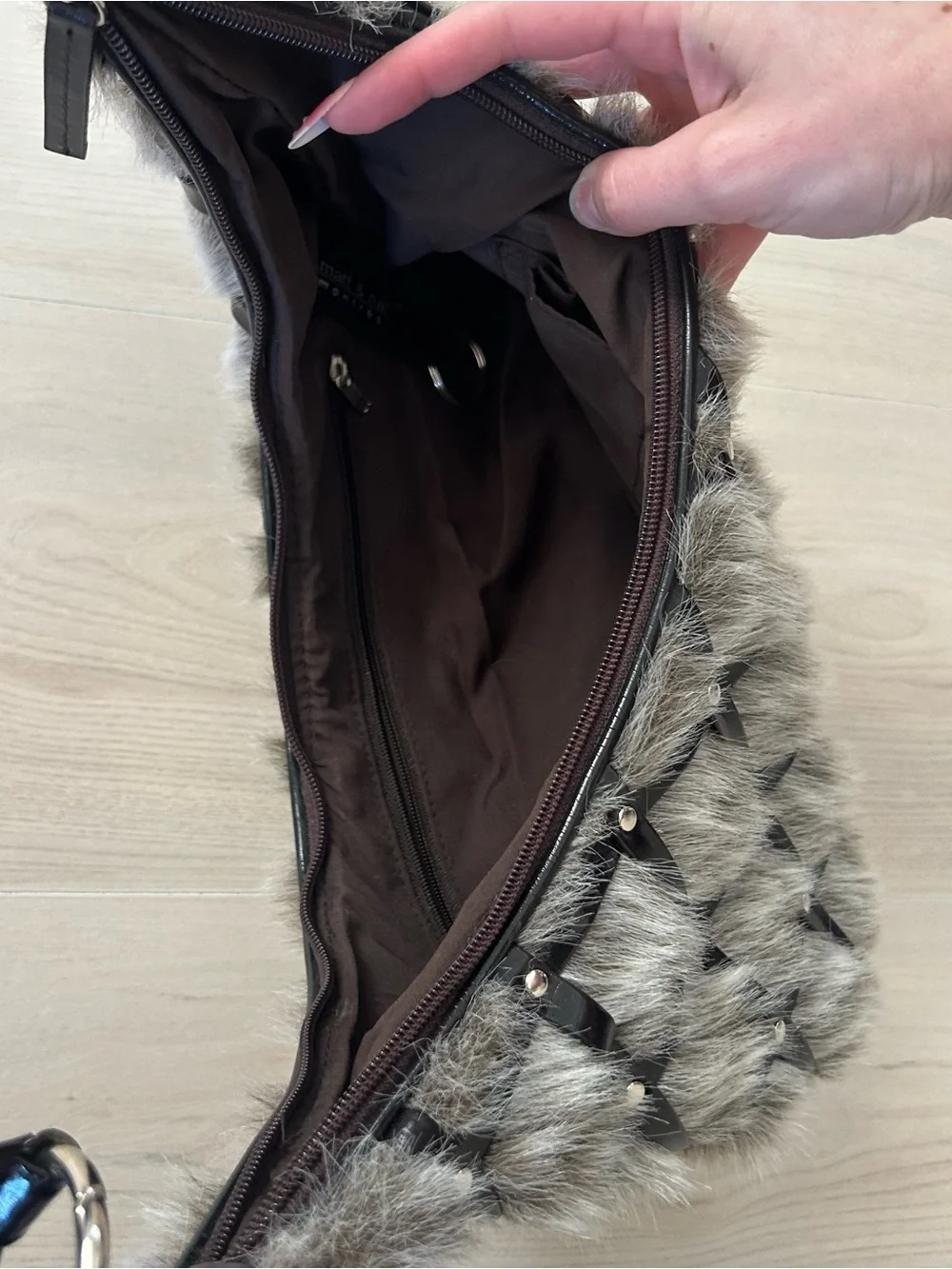 fuzzy shoulder bag